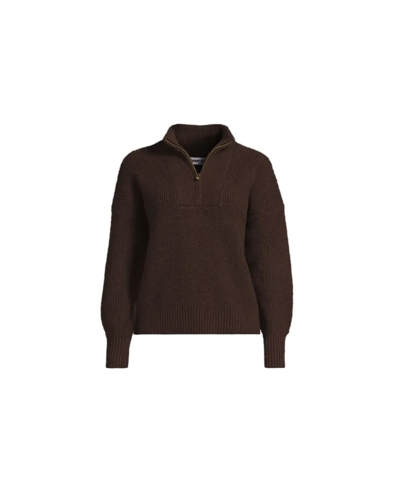 Lands' End Flauschiger Troyer-Pullover, Damen, Größe:44-46 regular, Braun, Elasthan/Polyester-Mischung/Nylon-Mischung, by Braun