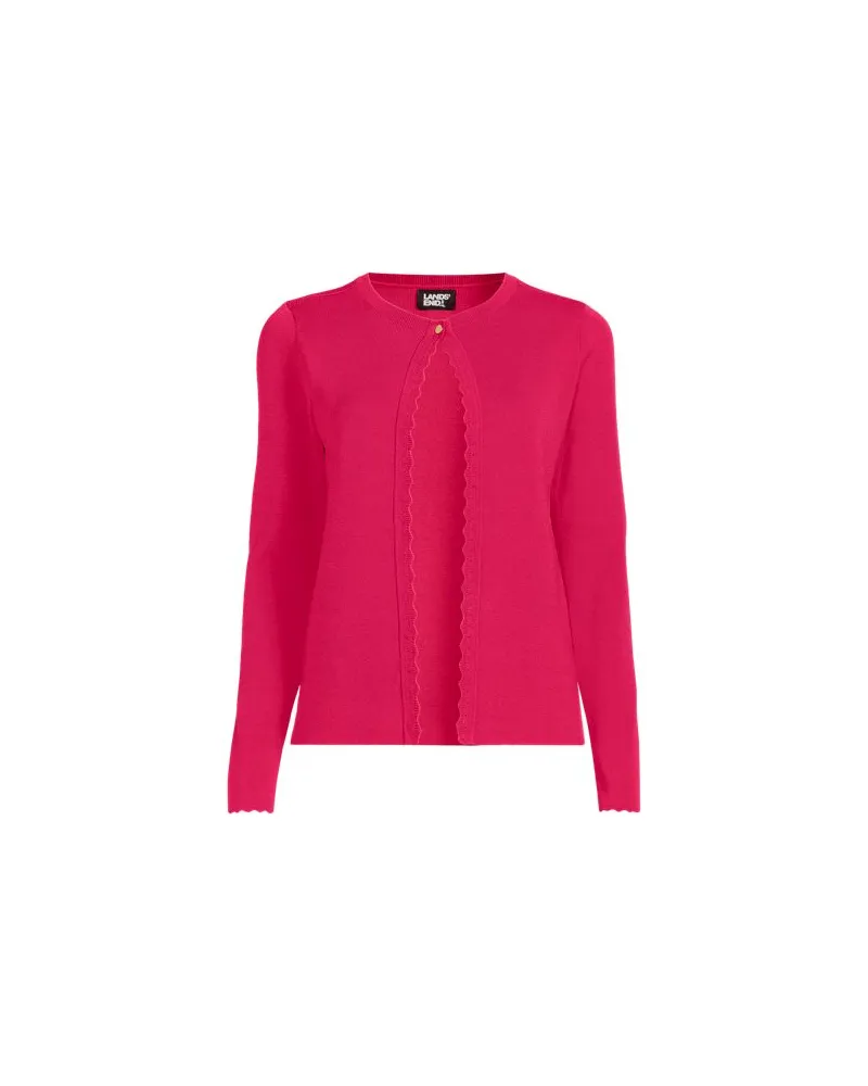 Lands' End Cardigan mit Muschelrand, Damen, Größe:40-42 regular, Pink, Viskose/Viskose-Mischung/Polyester-Mischung, by Pink