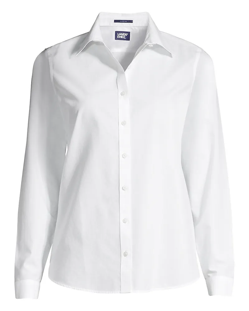 Lands' End Bügelfreie Baumwoll-Bluse, Damen, Größe plus, Weiß, Baumwolle, by Weiß