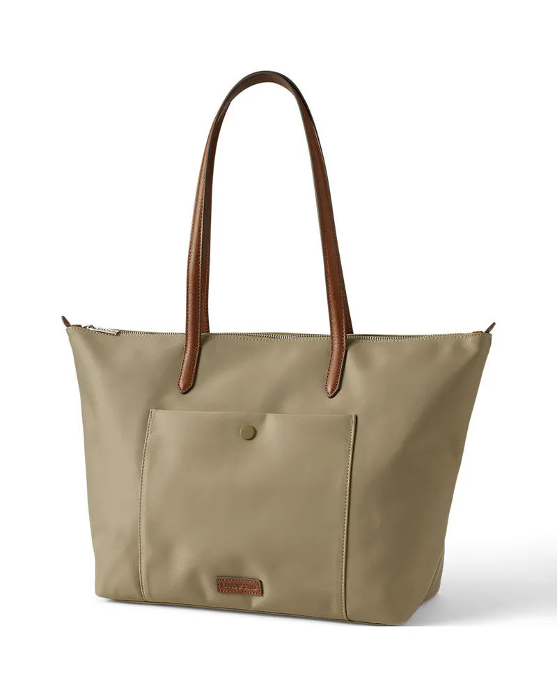 Lands' End Wasserabweisende, verstaubare Shoppertasche, Damen, Größe:null regular, Grün, Nylon/Leder, by Grün