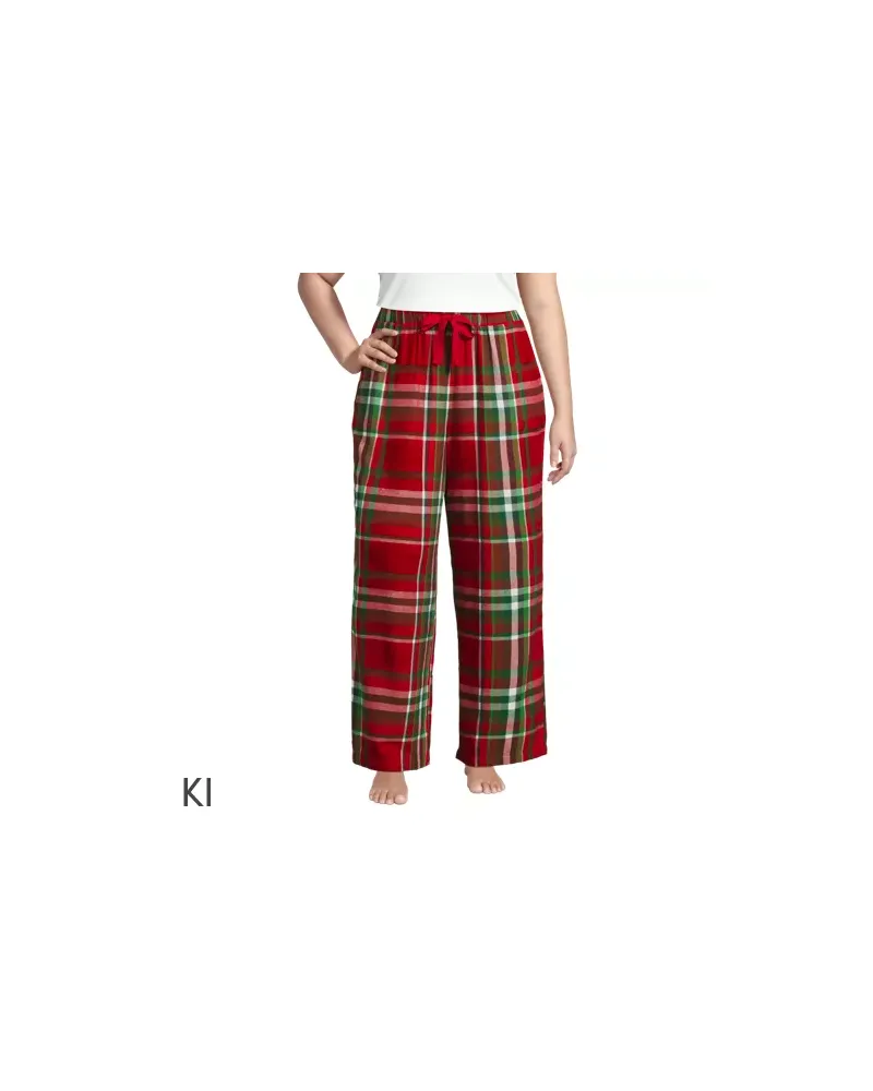 Lands' End Pyjamahose aus reinem Baumwoll-Flanell, Damen, Größe plus, Rot, Baumwolle, by Rot