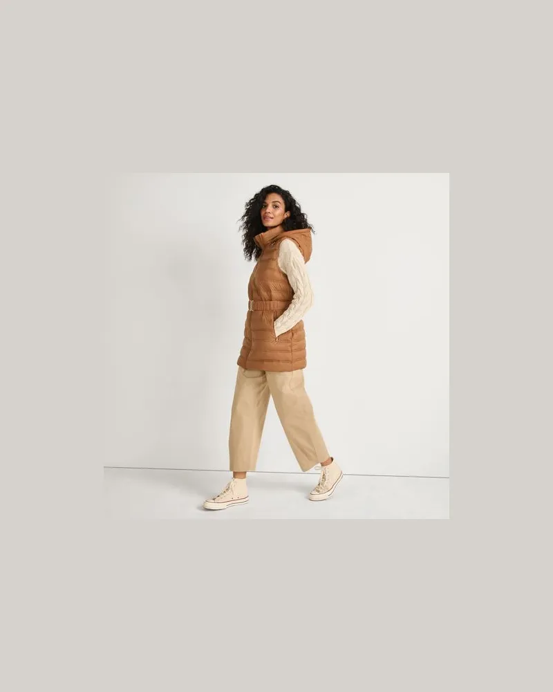 Lands' End Daunenweste WANDERWEIGHT Verstaubar Ultraleicht mit Gürtel, Damen, Größe regular, Beige, Nylon, by Beige