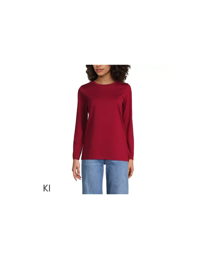Lands' End Supima-Shirt, Langarm, Damen, Größe petite, Rot, Baumwolle, by Rot