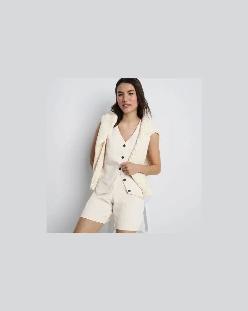 Lands' End Bundfalten-Shorts aus Crêpe 18 cm, Damen, Größe regular, Weiß, Baumwolle/Polyester, by Weiß