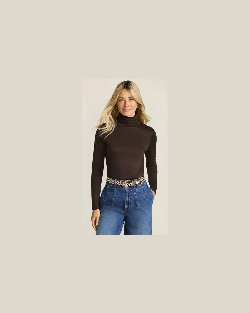Lands' End Rollkragenshirt aus Supima, Damen, Größe:40-42 regular, Braun, Baumwolle, by Braun