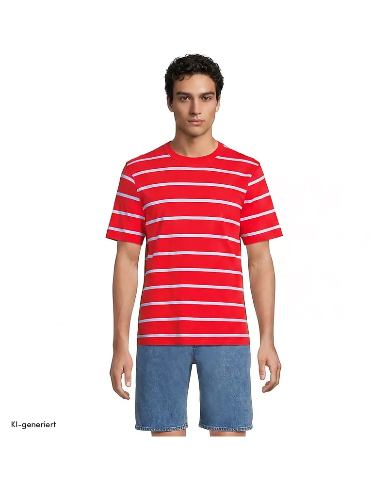 Lands' End Super-T Kurzarm-Shirt, Classic Fit, Herren, Größe regular, Rot, Baumwolle, by Rot