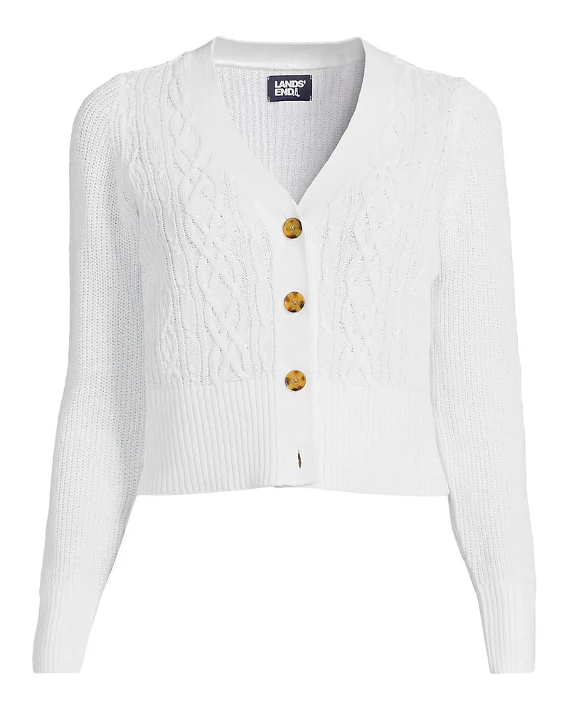 Lands' End Cardigan aus Leinenmix, Damen, Größe plus, Weiß, by Weiß