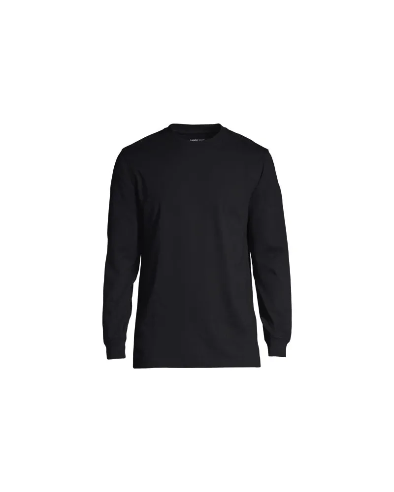 Lands' End Super-T Langarm-Shirt, Classic Fit, Herren, Größe:52-54 regular, Schwarz, Baumwolle, by Schwarz