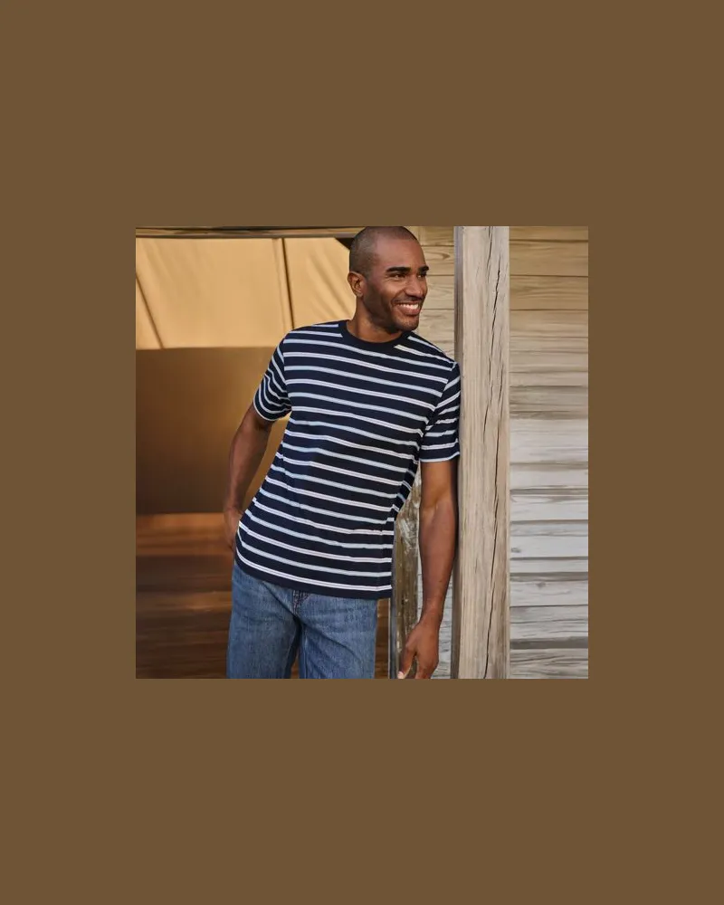 Lands' End Super-T Kurzarm-Shirt, Classic Fit, Herren, Größe:60 regular, Blau, Baumwolle, by Blau