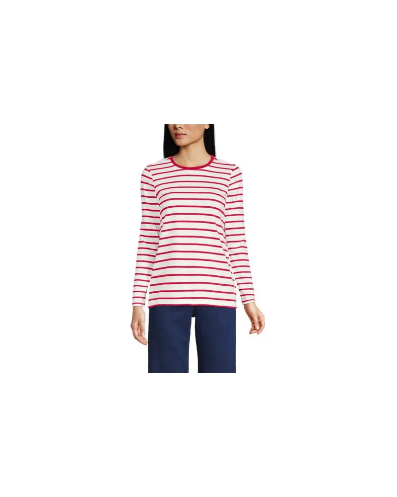 Lands' End Supima-Shirt, Langarm, Damen, Größe:40-42 regular, Pink, Baumwolle, by Pink