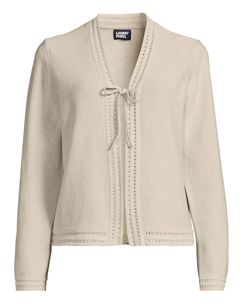 Lands' End Cardigan aus Leinenmix zum Binden, Damen, Größe regular, Weiß, Baumwolle/Leinen, by Weiß