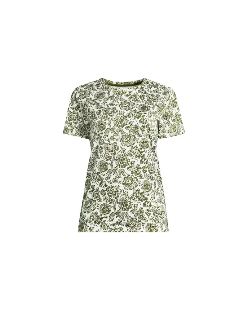 Lands' End Supima Kurzarm-Shirt mit rundem Ausschnitt, Damen, Größe regular, Grün, Baumwolle, by Grün