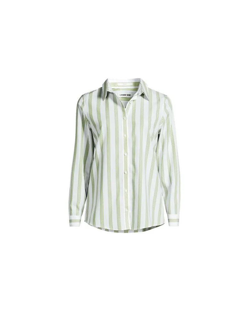 Lands' End Bügelfreie Baumwoll-Bluse, Damen, Größe plus, Weiß, Baumwolle, by Weiß