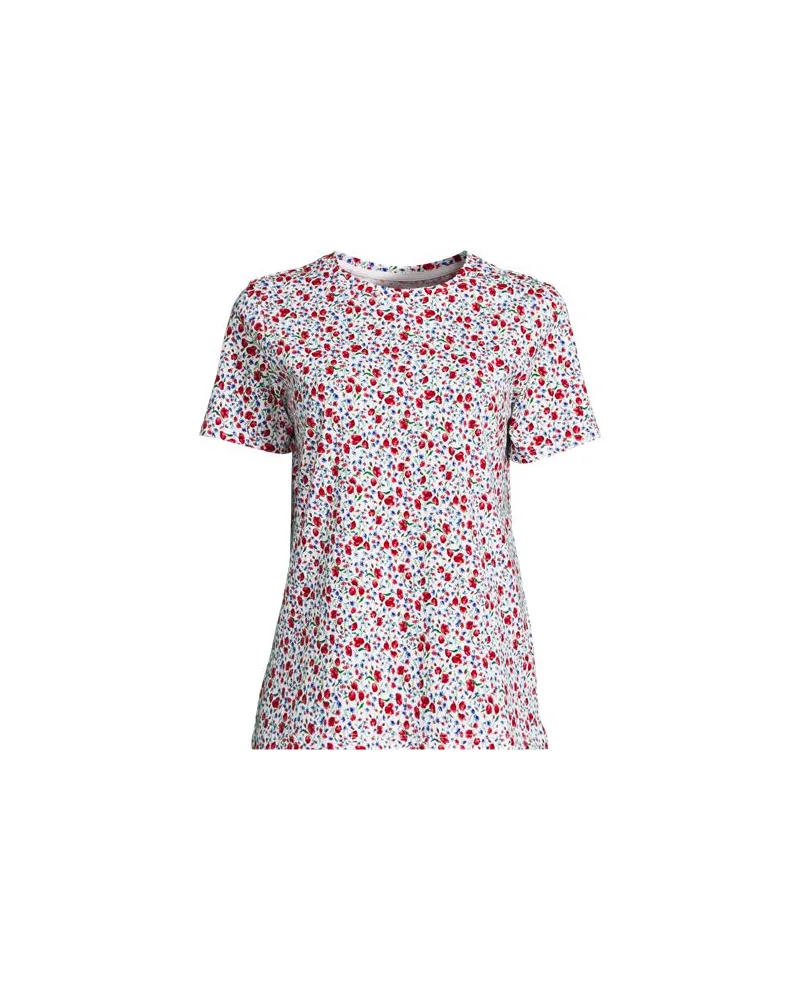 Lands' End Supima Kurzarm-Shirt mit rundem Ausschnitt, Damen, Größe regular, Weiß, Baumwolle, by Weiß
