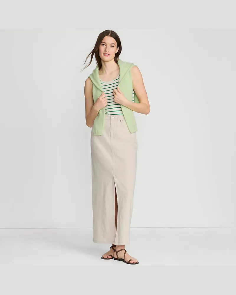 Lands' End Soft Denim Maxirock, Damen, Größe petite, Weiß, Baumwolle/Baumwoll-Mischung, by Weiß