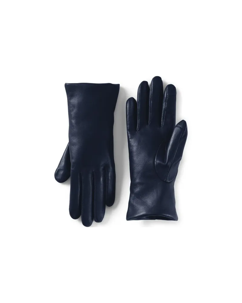 Lands' End Lederhandschuhe mit Kaschmirfutter, Damen, Größe regular, Blau, Kaschmir/Leder, by Blau