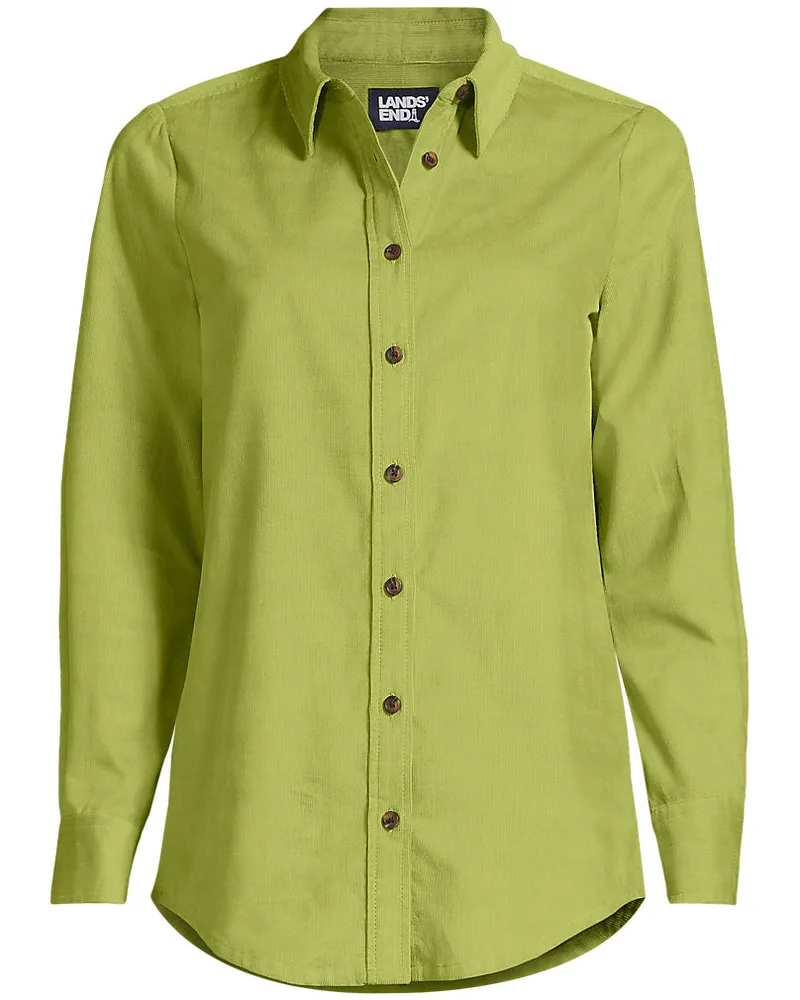 Lands' End Feincord-Hemdbluse, Damen, Größe plus, Grün, Baumwolle, by Grün