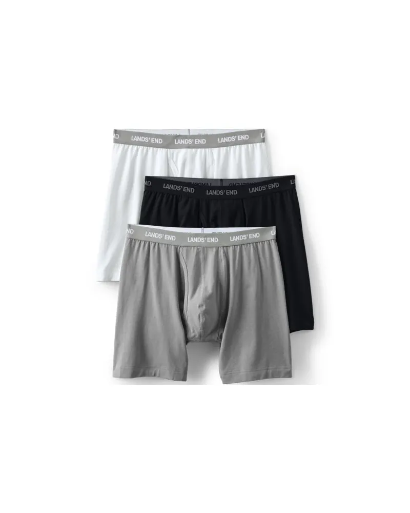 Lands' End Komfort-Boxershorts (3er-Set), Herren, Größe:52-54 regular, Schwarz, Baumwolle/Elasthan/Baumwolle Modal, by Schwarz