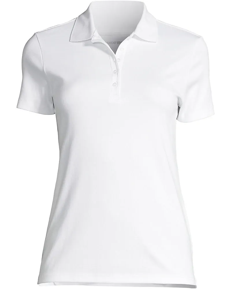 Lands' End Supima-Poloshirt, Damen, Größe plus, Weiß, Baumwolle, by Weiß