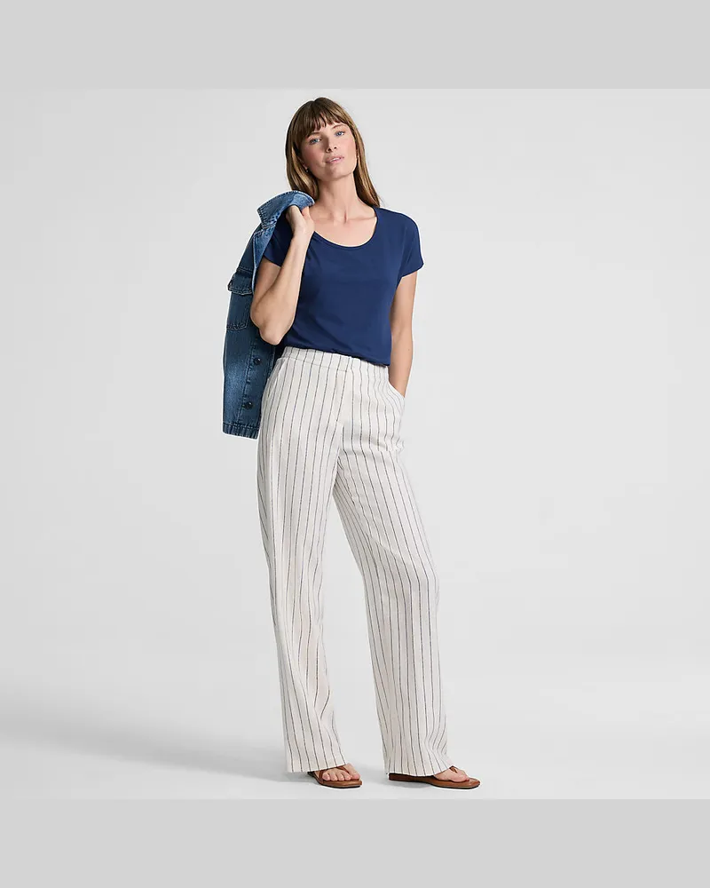 Lands' End Shirt aus Baumwolle/Modal-Mix mit Ballettausschnitt, Damen, Größe petite, Blau, Baumwolle/Baumwoll-Mischung/Baumwolle Modal, by Blau