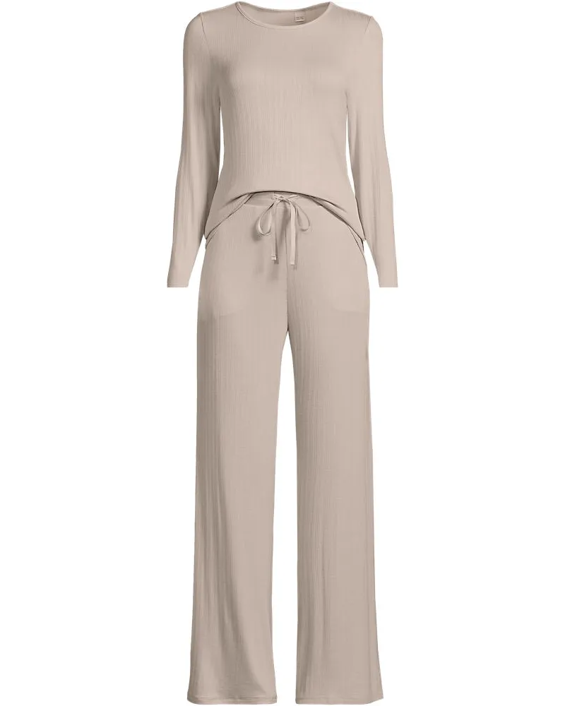Lands' End Pyjama-Set aus Viskose, Damen, Größe regular, Pink, Viskose, by Pink