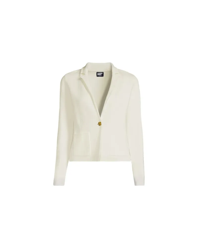 Lands' End Feinstrick-Blazer aus Baumwolle, Damen, Größe plus, Weiß, by Weiß