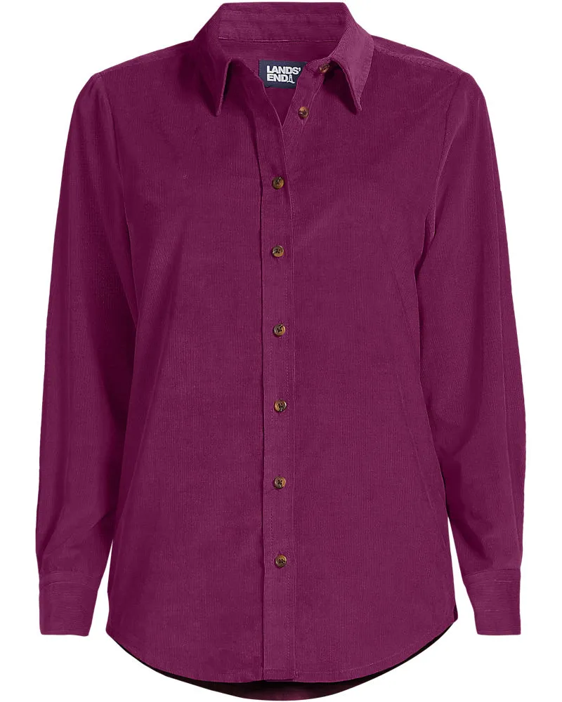 Lands' End Feincord-Hemdbluse, Damen, Größe regular, Lila, Baumwolle, by Lila
