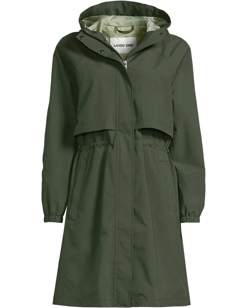 Lands' End Verstaubarer wasserdichter Squall Regenmantel, Damen, Größe plus, Grün, Polyester, by Grün