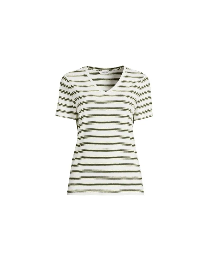 Lands' End Soft Flow Shirt aus Leinenmix mit V-Ausschnitt, Damen, Größe plus, Weiß, Leinen/Baumwolle Modal, by Weiß