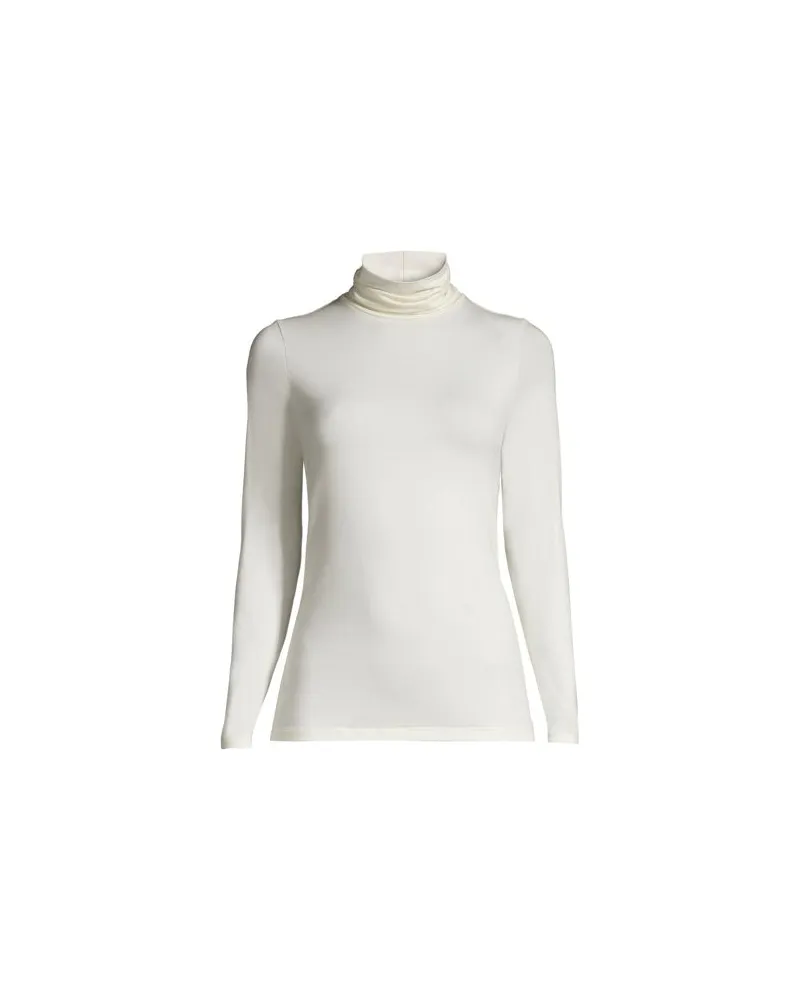 Lands' End Rollkragenshirt aus Baumwoll/Modalmix, Damen, Größe plus, Weiß, Baumwolle/Elasthan/Baumwolle Modal, by Weiß