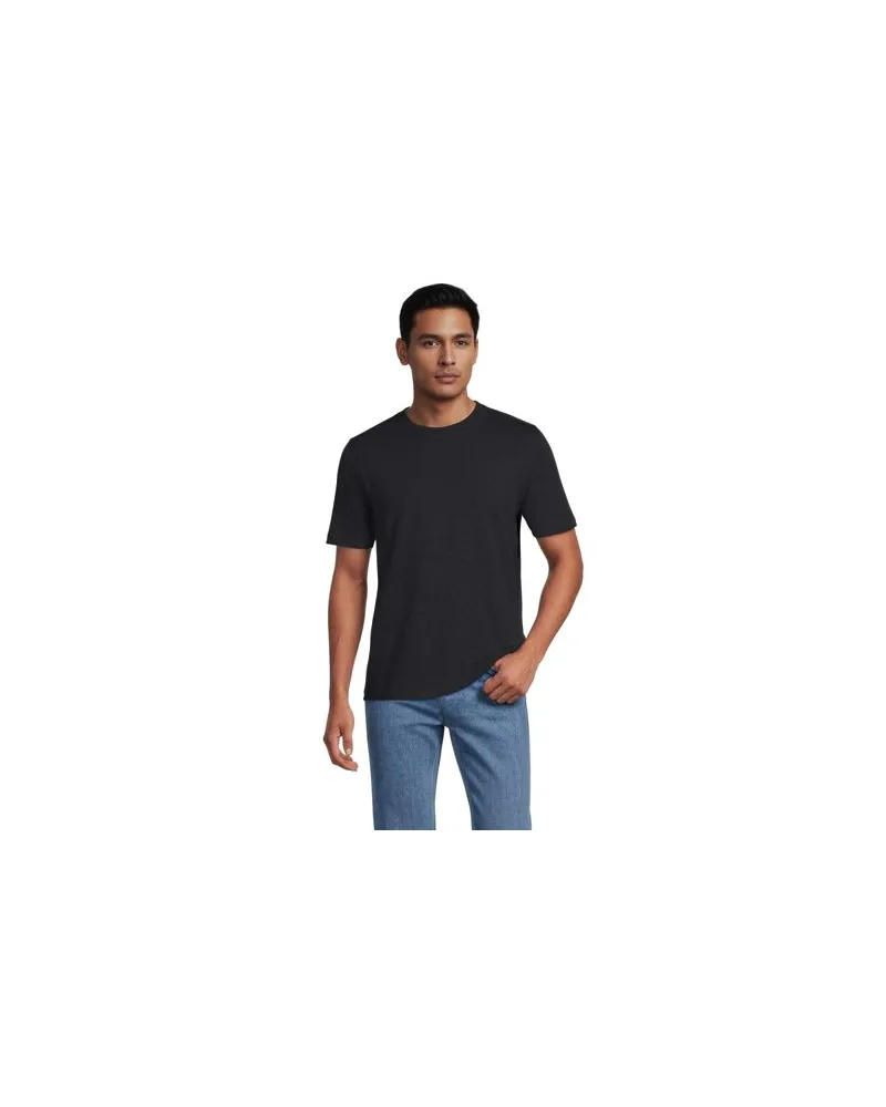 Lands' End Super-T Kurzarm-Shirt, Classic Fit, Herren, Größe tall, Schwarz, Baumwolle, by Schwarz