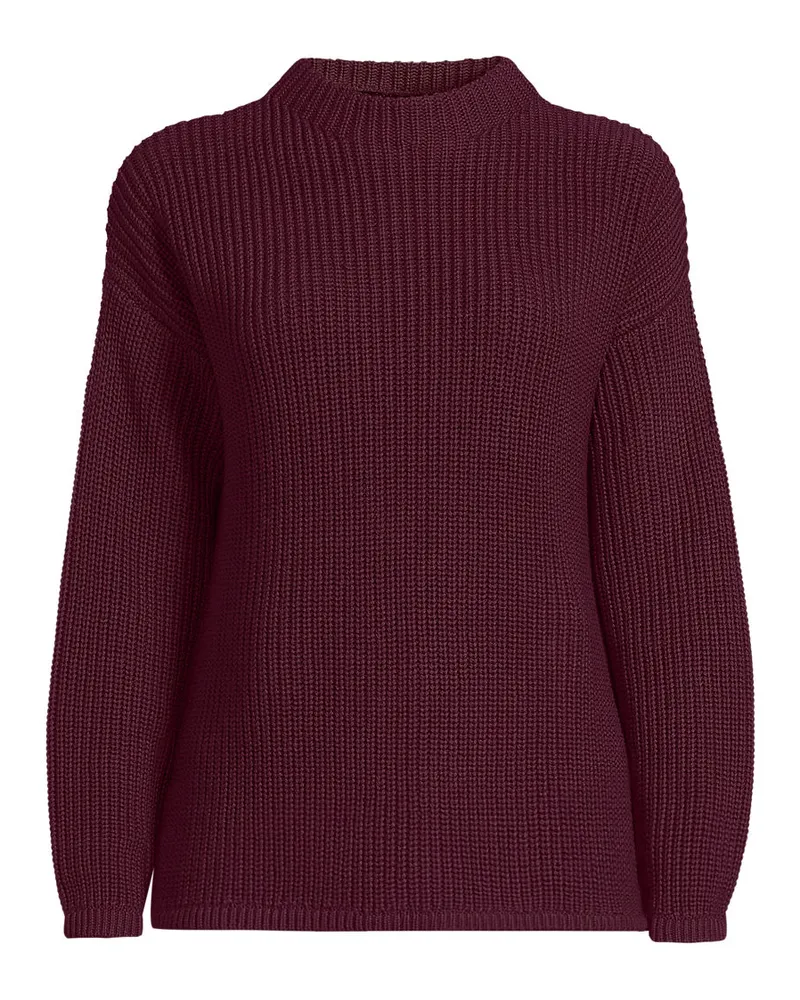 Lands' End Drifter Rippstrick-Pullover mit kurzem Stehkragen, Damen, Größe regular, Rot, Baumwolle, by Rot