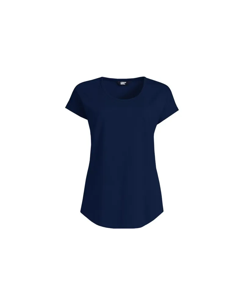 Lands' End Shirt aus Baumwolle/Modal-Mix mit Ballettausschnitt, Damen, Größe plus, Blau, Baumwolle/Baumwoll-Mischung/Baumwolle Modal, by Blau