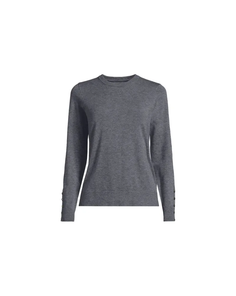 Lands' End Pullover mit Rundausschnitt Silk Touch, Damen, Größe:40-42 regular, Grau, Polyester/Viskose/Polyester-Mischung, by Grau