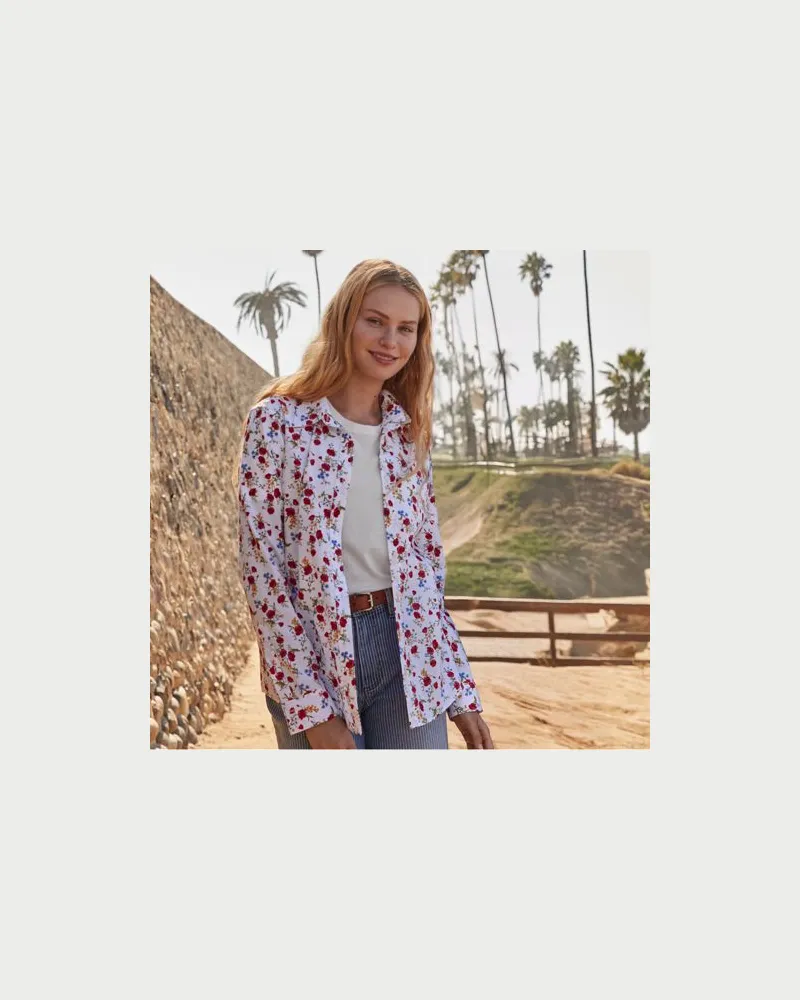 Lands' End Bügelfreie Baumwoll-Bluse, Damen, Größe plus, Weiß, Baumwolle, by Weiß