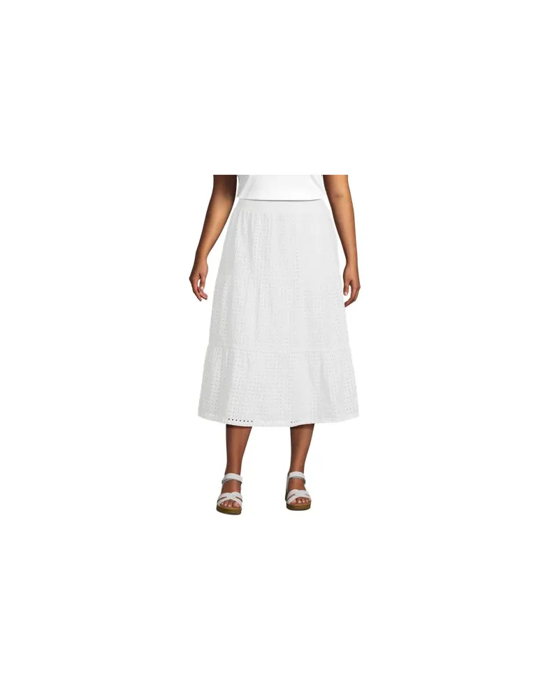 Lands' End Midi-Schlupfrock aus Baumwoll-Lochstickerei, Damen, Größe plus, Weiß, Baumwolle, by Weiß