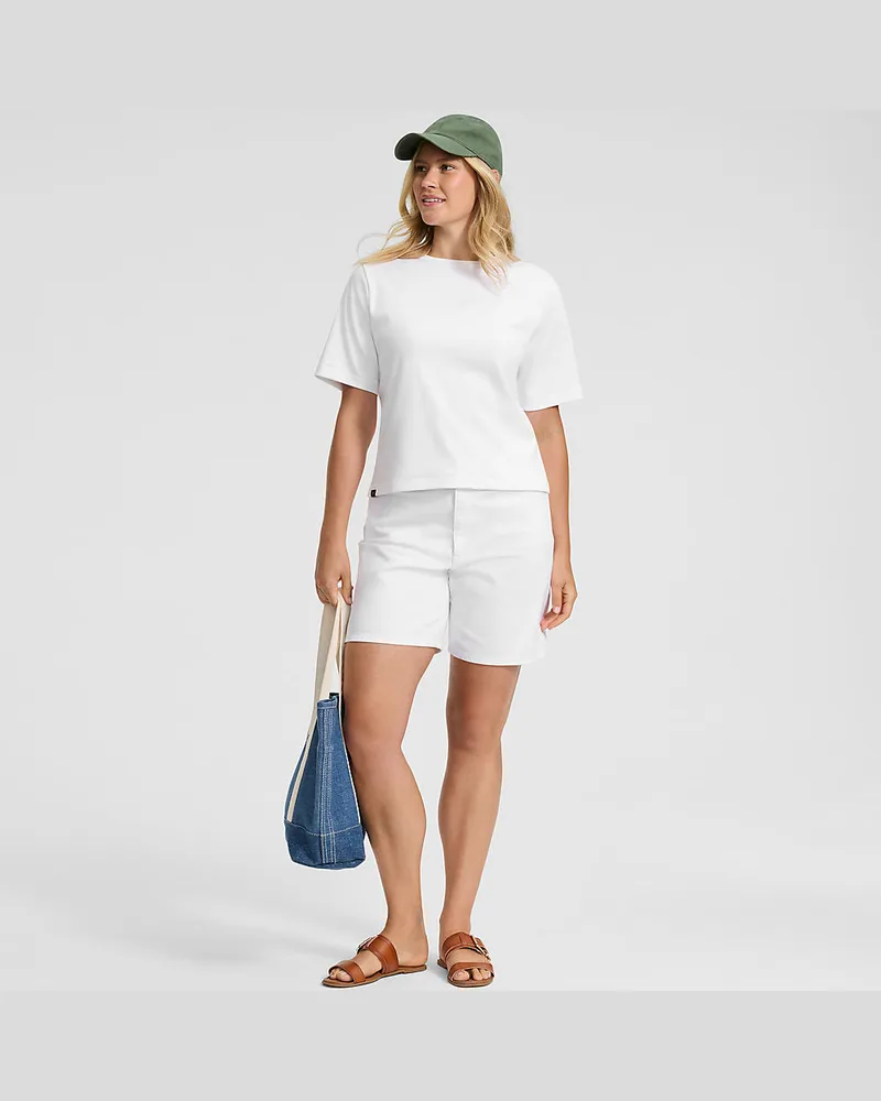 Lands' End Kastiges Supima Interlock-Shirt '63 in Petit-Größe, Damen, Größe petite, Weiß, Baumwolle, by Weiß