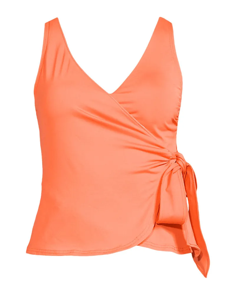 Lands' End Tankini-Top mit seitlichem Bindeband, Damen, Größe regular, Orange, Elasthan/Polyester-Mischung/Nylon-Mischung, by Orange