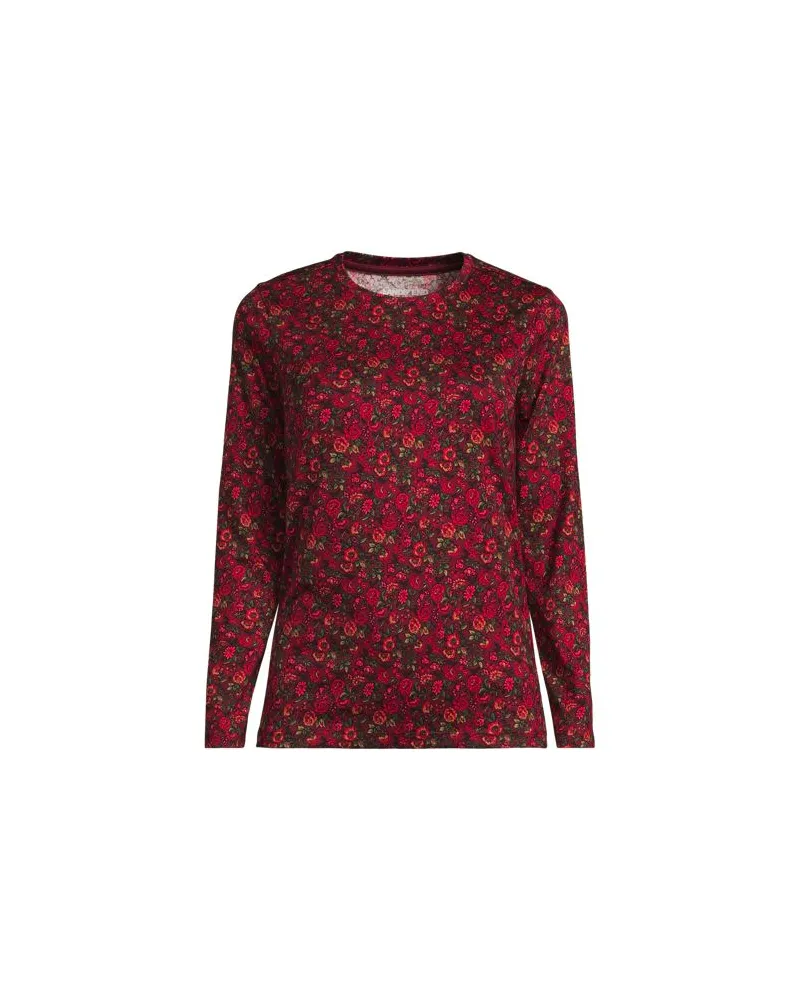 Lands' End Supima-Shirt, Langarm, Damen, Größe:40-42 regular, Rot, Baumwolle, by Rot