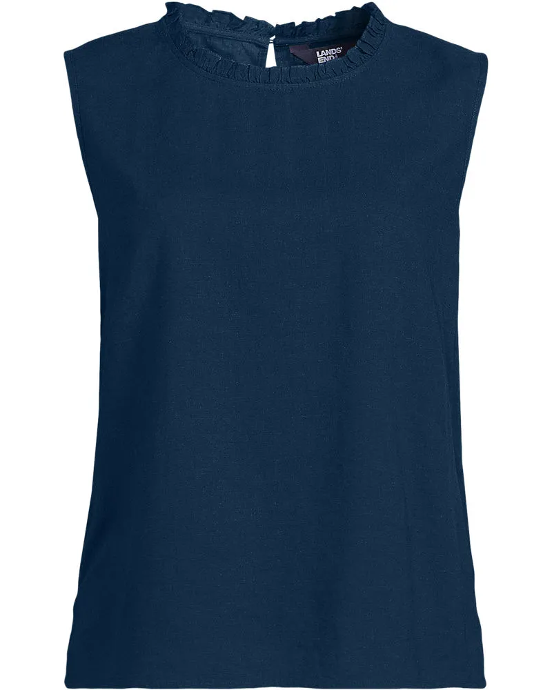 Lands' End Ärmelloses Top im Leinenmix, Damen, Größe regular, Blau, Leinen/Viskose, by Blau