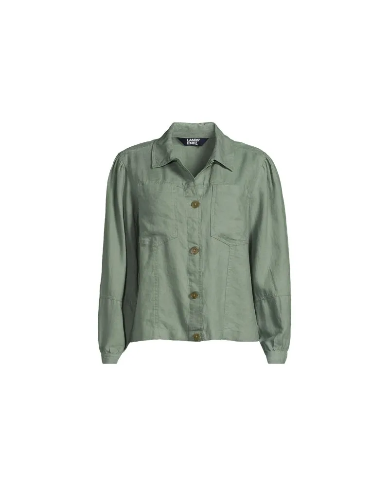 Lands' End Leinenjacke, Damen, Größe plus, Grün, Leinen, by Grün