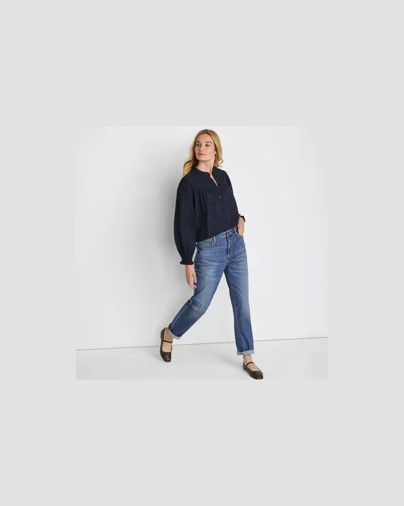 Lands' End Lochmuster-Bluse, Damen, Größe:40-42 petite, Blau, by Blau