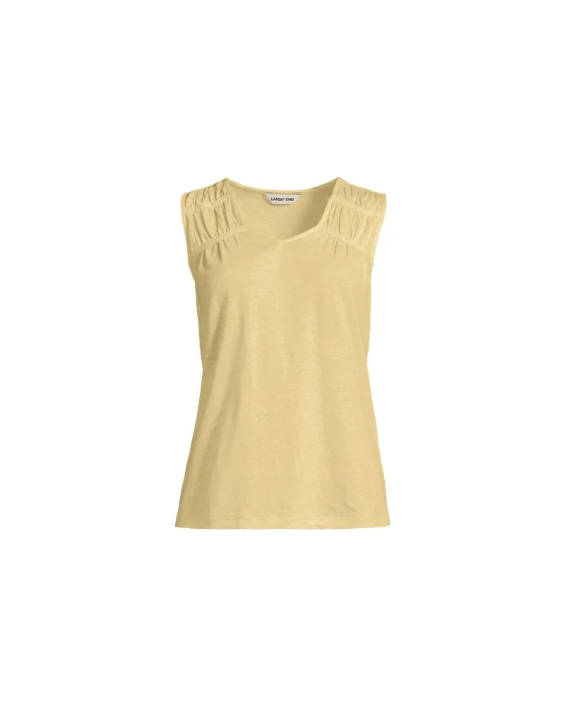 Lands' End Ärmelloses Top aus Leinenmix, Damen, Größe regular, Gelb, Leinen/Baumwolle Modal, by Gelb