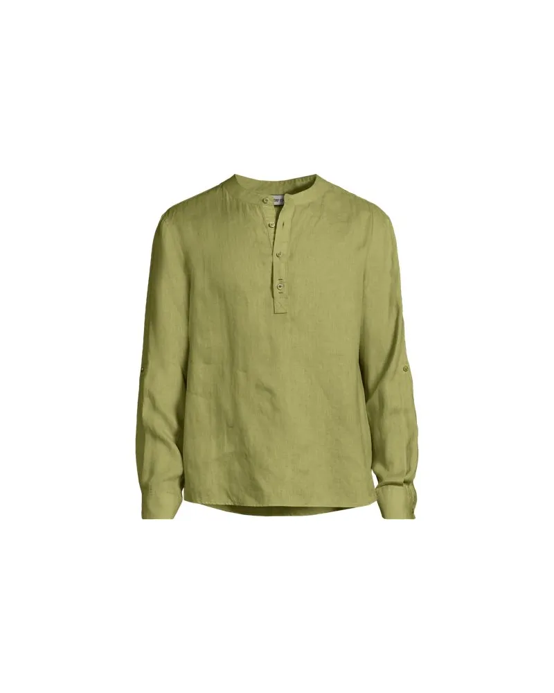 Lands' End Grandad-Hemd aus reinem Leinen, Herren, Größe:60 Mens Regular, Grün, by Grün