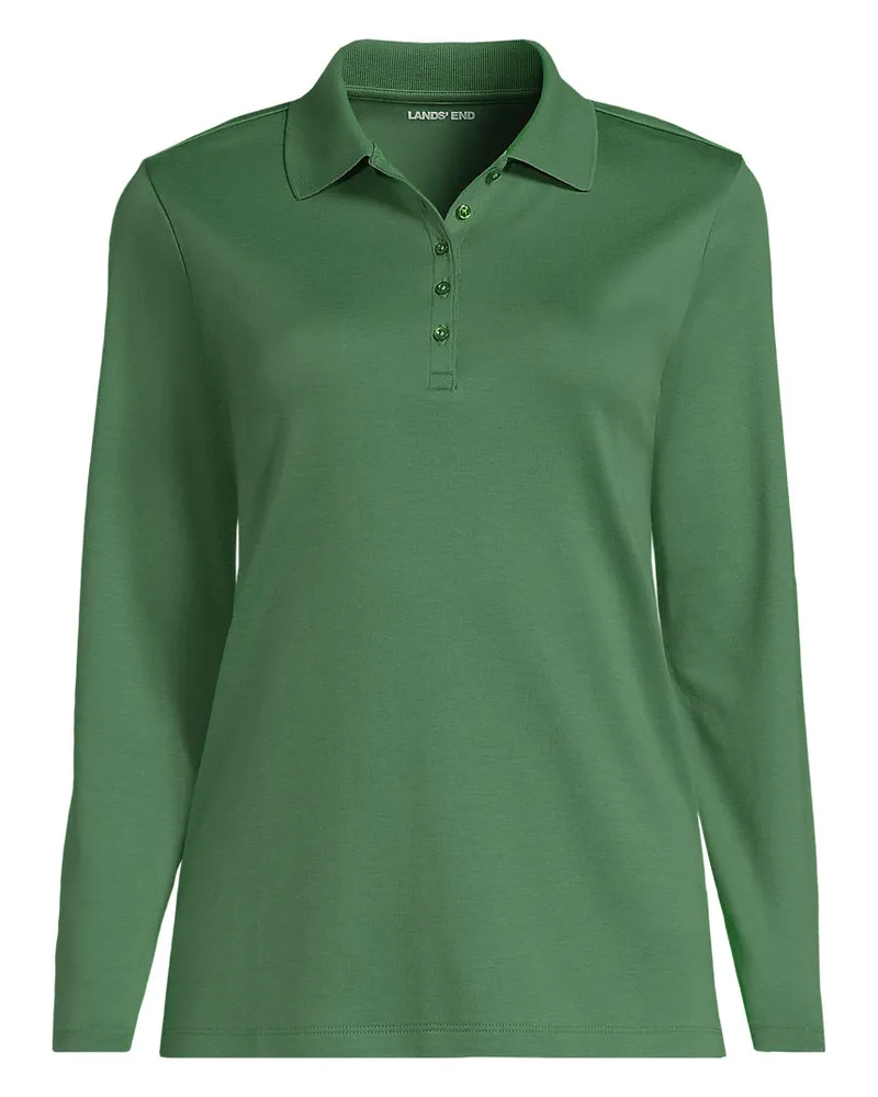 Lands' End Supima-Poloshirt mit langen Ã„rmeln, Damen, GrÃ¶ÃŸe plus, GrÃ¼n, Baumwolle, by Grã¼n