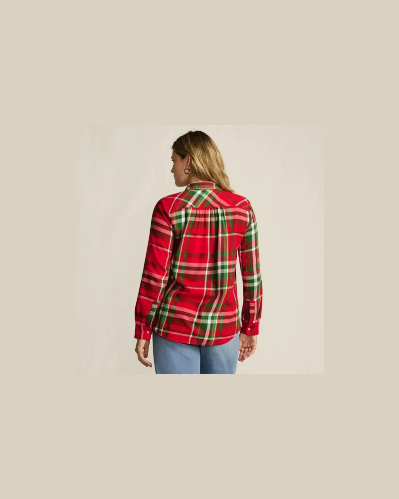 Lands' End Boyfriend-Bluse aus Flanell, Damen, Größe plus, Rot, Baumwolle, by Rot