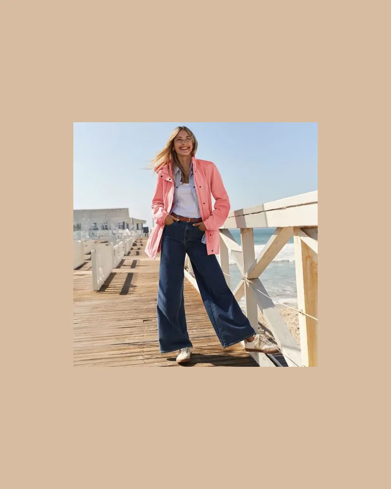 Lands' End Recover Jeans High Waist mit extraweitem Bein, Damen, Größe regular, Blau, Elasthan/Baumwoll-Mischung/Polyester-Mischung, by Blau