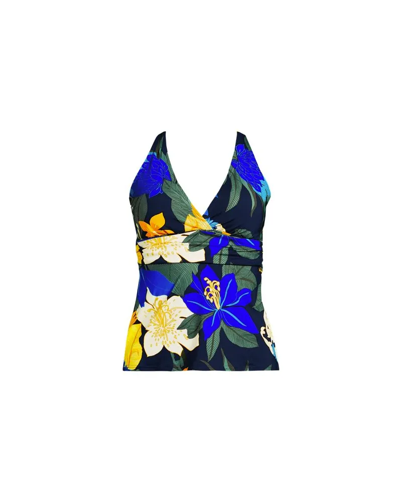Lands' End Tankinitop mit V-Ausschnitt, Damen, Größe plus, Blau, Nylon-Mischung, by Blau