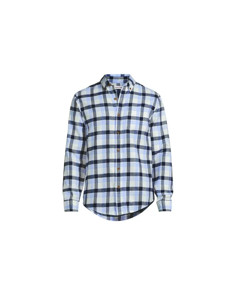 Lands' End Flanellhemd Flagship, Classic Fit, Herren, Größe:52-54 regular, Blau, Baumwolle/Baumwoll-Mischung/Polyester-Mischung, by Blau