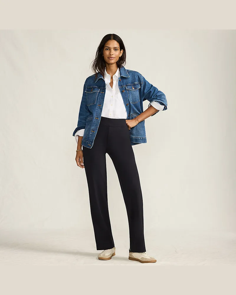 Lands' End Stretch-Freizeithose Straight Fit Starfish Pant, Damen, Größe tall, Schwarz, Baumwoll-Mischung, by Schwarz